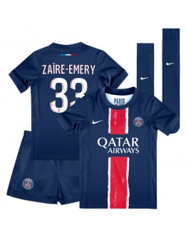 Detské Futbalové oblečenie Paris Saint-Germain Warren Zaire-Emery #33 2024-25 Krátky Rukáv - Domáci (+ trenírky)